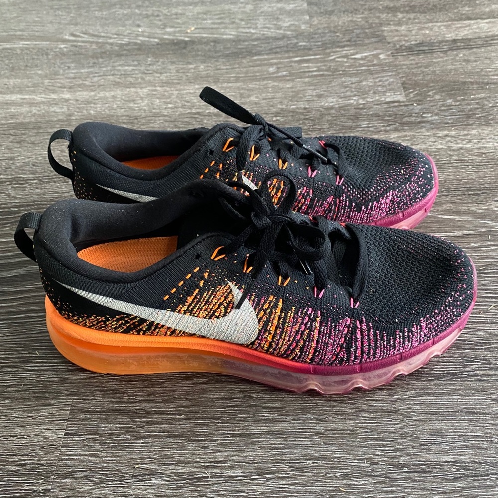 Nike Flyknit Air Max Black Orange Magenta Womens 8